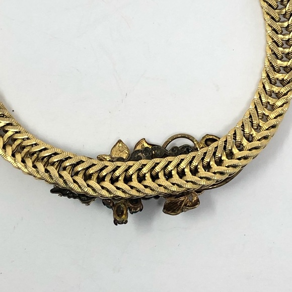 💥SOLD💥Vtg Rhinestone Chunky Slinky Gold Tone 80s - Picture 5 of 12